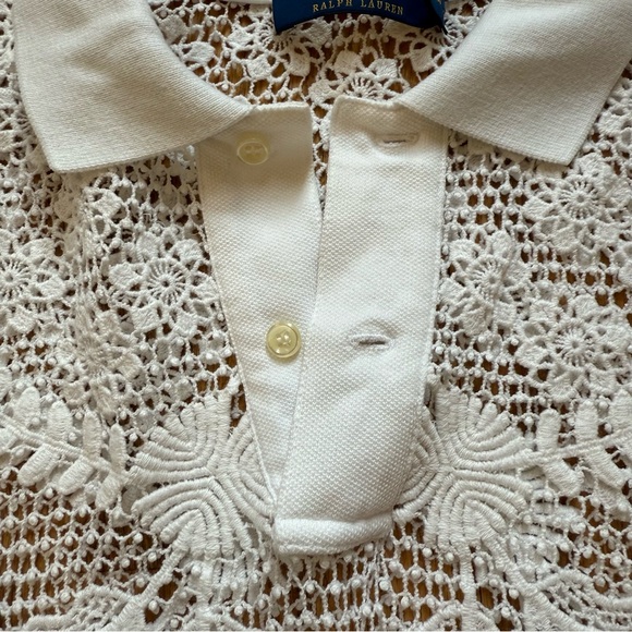 Polo Ralph Lauren Lace Polo Shirt in White - Picture 4 of 14